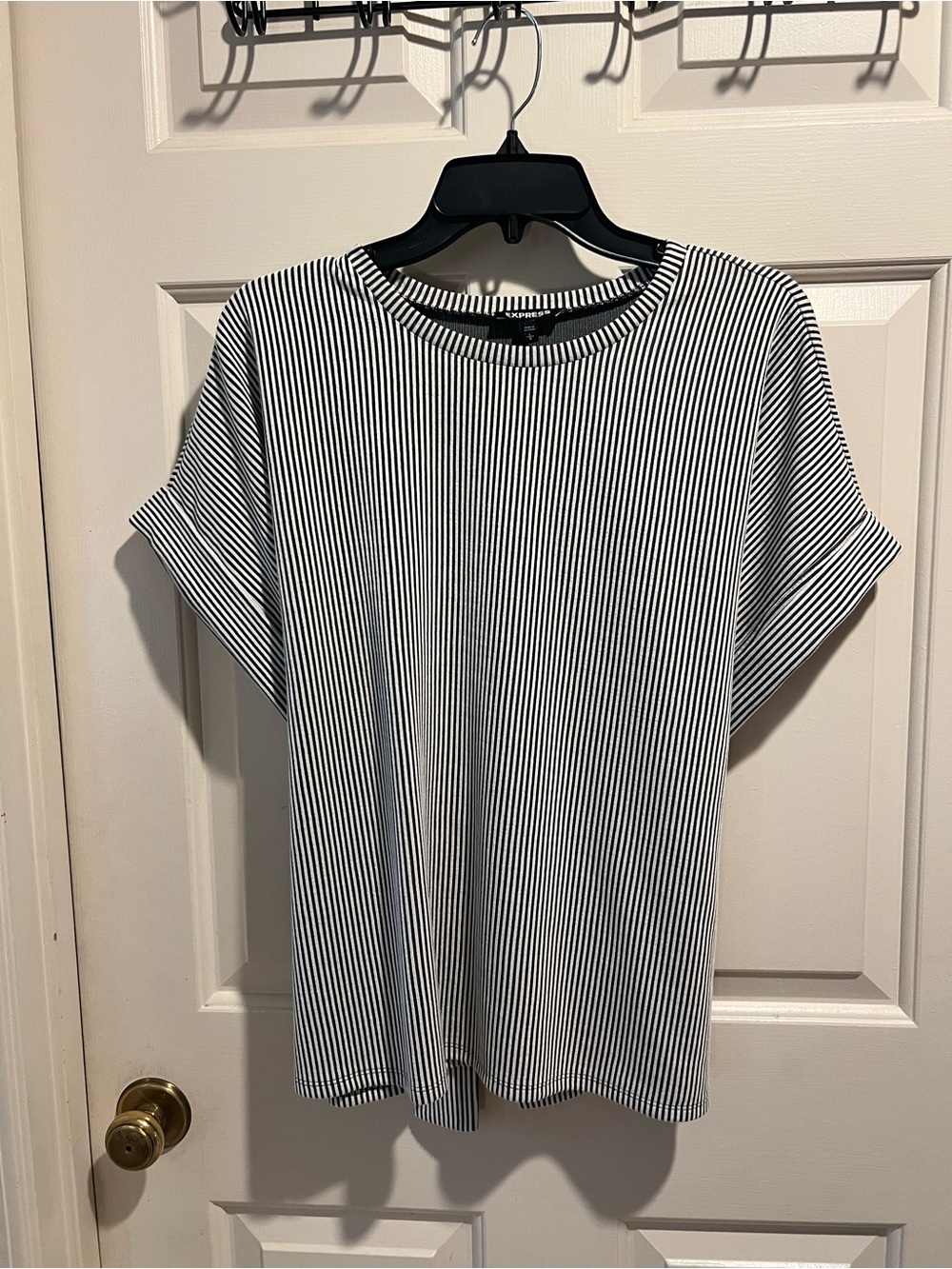 Express Black and White Striped Knit Top